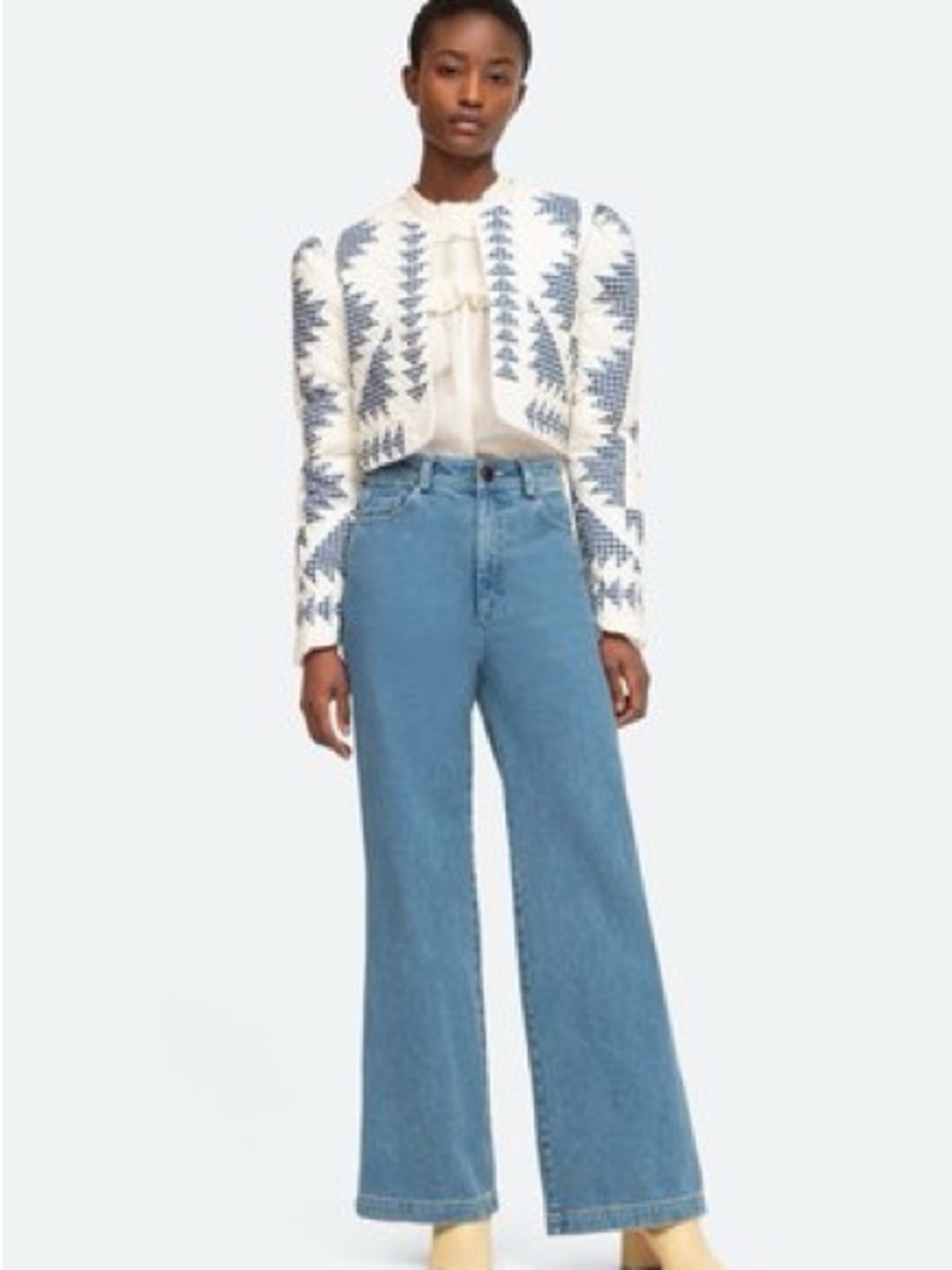 Sea NY Quilted Jacket Blue and White